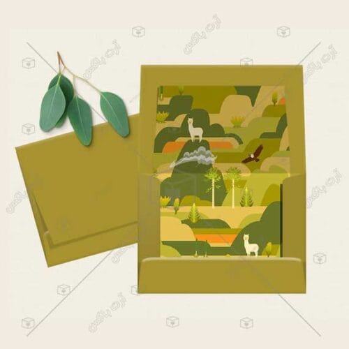 پاکت با طرح منظره کوهستانی