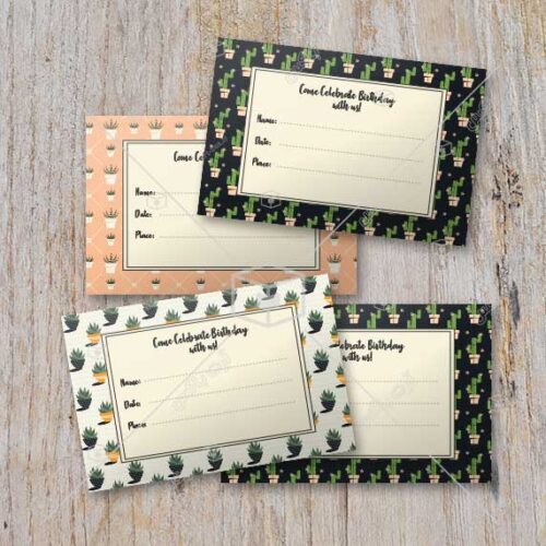 کارت دعوت جشن طرح گیاهان کاکتوس