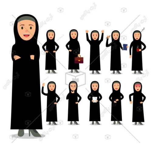 کارکتر خانم محجبه و چادری لایه باز ایلااستریتور