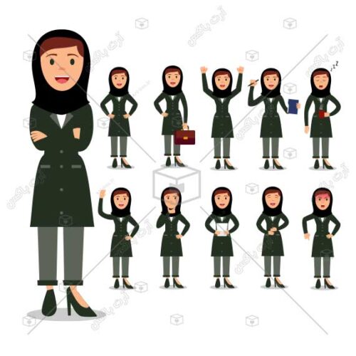 کارکتر خانم مانتویی دانشجو یا استاد لایه باز ایلااستریتور