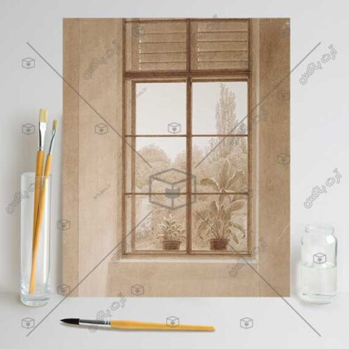 frame_paint_008_1_art-box.ir تابلوی نقاشی پنجره رو به پارک اثر Caspar David Friedrich