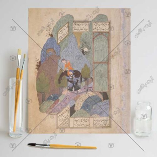 frame_paint_009_1_art-box.ir تابلوی نقاشی مینیاتوری طرح شیرین و فرهاد