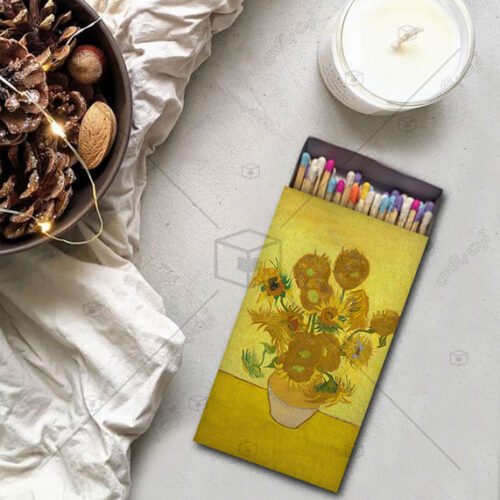 کبریت طرح نقاشی ونگوگ Vase with Fifteen Sunflowers