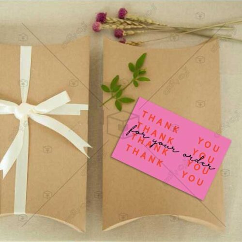 مجموعه ۵۰ عددی کارت تشکر مینیمال طرح thank you زمینه صورتی