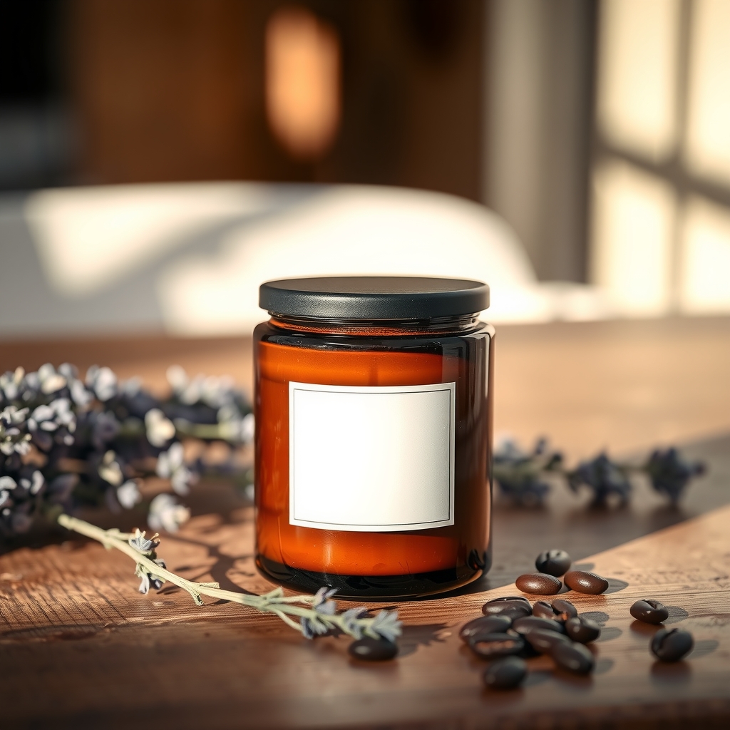 نمونه چاپ لیبل شمع معطر یارا روی ظرف شیشه‌ای کهکشانی